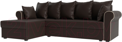 Диван угловой Mebelico Рейн 316 левый / 112598 (экокожа коричневый/кант бежевый)