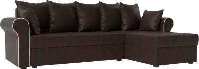 Диван угловой Mebelico Рейн 316 правый / 112598 (экокожа коричневый/кант бежевый)