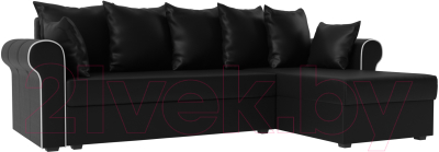 Диван угловой Mebelico Рейн 316 правый / 112599 (экокожа черный/кант белый)