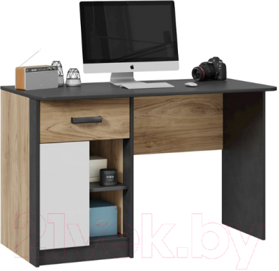 Письменный стол ТриЯ Рико ТД-340.15.02 с ящиком (белый глянец/матера/яблоня беллуно)