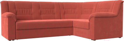 Диван угловой Mebelico Карелия 343 правый (микровельвет коралловый)