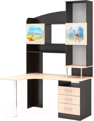 Компьютерный стол Стендмебель №3 (фотопечать/дуб белфорт/венге)