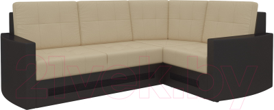 Диван угловой Mebelico Белла У 476 правый / 58438 (экокожа, бежевый/коричневый)
