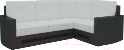 Диван угловой Mebelico Белла У 476 правый / 58452 (экокожа, белый/черный)