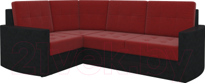 Диван угловой Mebelico Белла У 476 левый (вельвет, красный/черный)