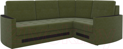 Диван угловой Mebelico Белла У 476 правый (вельвет, зеленый)