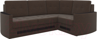 Диван угловой Mebelico Белла У 476 правый (вельвет, коричневый)