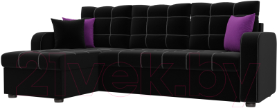 Диван угловой Mebelico Ливерпуль 478 левый / 59618 (микровельвет, черный)