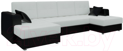 Диван П-образный Mebelico Эмир-П 85 / 58159 (экокожа, белый/черный)