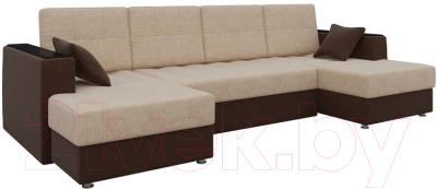 Диван П-образный Mebelico Эмир-П 85 / 58816 (микровельвет, бежевый/коричневый)