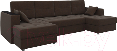 Диван П-образный Mebelico Эмир-П 85 (микровельвет, коричневый)