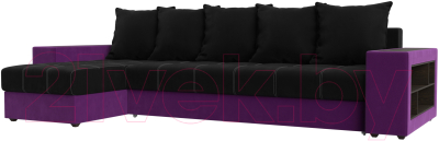 Диван угловой Mebelico Дубай 88 левый / 105795 (микровельвет, черный/фиолетовый)