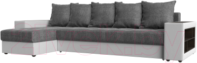Диван угловой Mebelico Дубай 88 левый / 105796 (рогожка серый/экокожа белый)