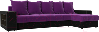 Диван угловой Mebelico Дубай 88 правый / 105799 (микровельвет, фиолетовый/черный)