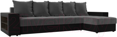 Диван угловой Mebelico Дубай 88 правый / 105805 (велюр серый/экокожа черный)