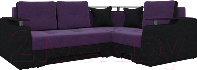 Диван угловой Mebelico Комфорт 90 правый / 57407 (микровельвет, фиолетовый/черный)