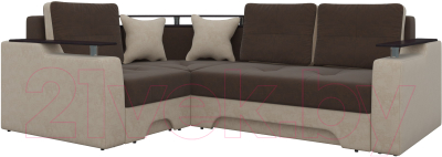 Диван угловой Mebelico Комфорт 90 левый / 57410 (микровельвет, коричневый/бежевый)