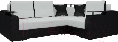 Диван угловой Mebelico Комфорт 90 правый (экокожа, белый/черный)