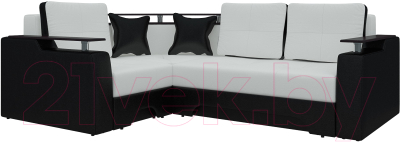Диван угловой Mebelico Комфорт 90 левый (экокожа, белый/черный)