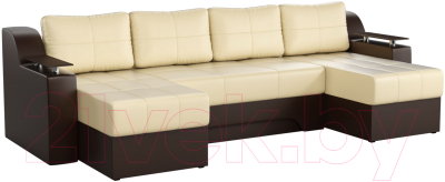 Диван П-образный Mebelico Сенатор-П 94 / 59356 (экокожа, бежевый/коричневый)