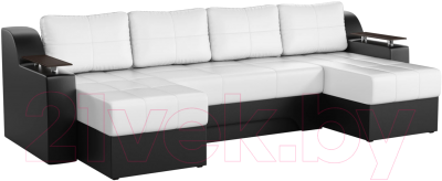Диван П-образный Mebelico Сенатор-П 94 / 59358 (экокожа, белый/черный)