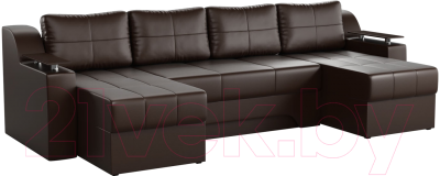 Диван П-образный Mebelico Сенатор-П 94 / 59359 (экокожа, коричневый)