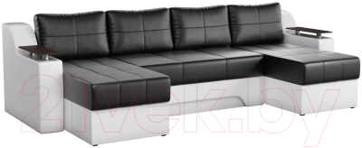 Диван П-образный Mebelico Сенатор-П 94 / 59362 (экокожа, черный/белый)