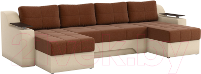 Диван П-образный Mebelico Сенатор-П 94 / 59367 (рогожка, коричневый/бежевый)