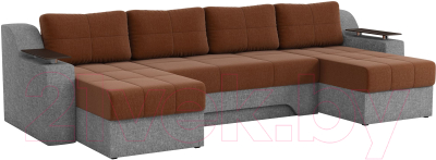 Диван П-образный Mebelico Сенатор-П 94 / 59368 (рогожка, коричневый/серый)