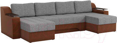 Диван П-образный Mebelico Сенатор-П 94 / 59371 (рогожка, серый/коричневый)