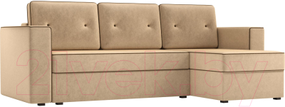 Диван угловой Mebelico Принстон 98 правый / 60144 (микровельвет, бежевый)