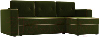 Диван угловой Mebelico Принстон 98 правый / 60145 (микровельвет, зеленый)