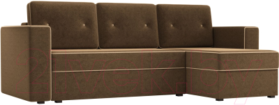 Диван угловой Mebelico Принстон 98 правый / 60146 (микровельвет, коричневый)