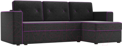 Диван угловой Mebelico Принстон 98 правый / 60148 (микровельвет, черный)