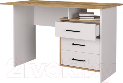Письменный стол Горизонт Мебель Лайт (белый/крафт золотой)