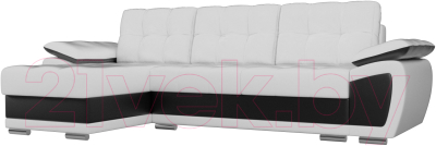 Диван угловой Лига Диванов Нэстор левый / 100429 (экокожа белый/черный)