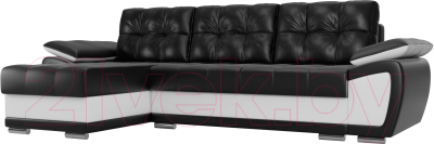 Диван угловой Лига Диванов Нэстор левый / 100432 (экокожа черный/белый)