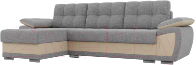 Диван угловой Лига Диванов Нэстор левый / 100423 (рогожка серый/бежевый)