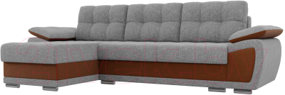 Диван угловой Лига Диванов Нэстор левый / 100424 (рогожка серый/коричневый)
