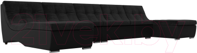 Диван П-образный Лига Диванов Монреаль Long 250 / 111529 (велюр черный/экокожа черный)