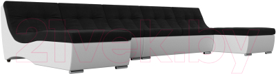 Диван П-образный Лига Диванов Монреаль Long 250 / 111540 (микровельвет черный/экокожа белый)