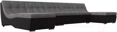 Диван П-образный Лига Диванов Монреаль Long 250 / 111543 (рогожка серый/экокожа черный)