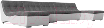 Диван П-образный Лига Диванов Монреаль Long 250 / 111544 (рогожка серый/экокожа белый)