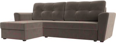 Диван угловой Mebelico Амстердам Лайт левый (велюр коричневый)