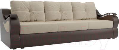 Диван Mebelico Меркурий 217 (микровельвет бежевый/экокожа коричневый)