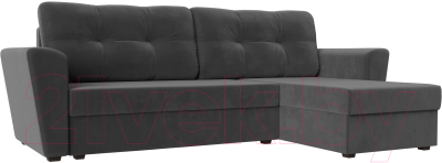 Диван угловой Mebelico Амстердам Лайт правый (велюр серый)