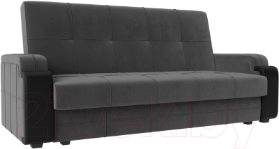 Диван Mebelico Николь лайт (велюр серый/экокожа черный)