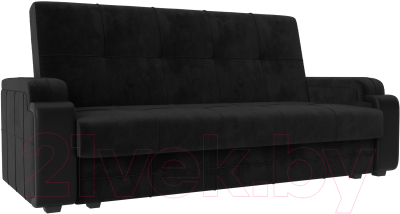 Диван Mebelico Николь лайт (велюр черный/экокожа черный)