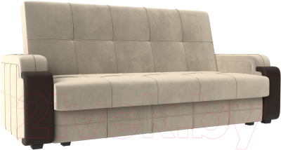 Диван Mebelico Николь лайт (микровельвет бежевый/экокожа коричневый)