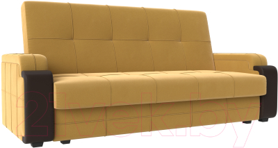 Диван Mebelico Николь лайт (микровельвет желтый/экокожа коричневый)